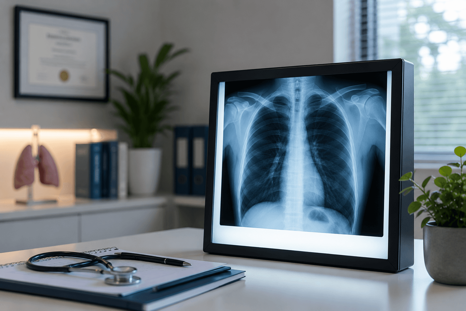 Radiografía de tórax en consultorio médico